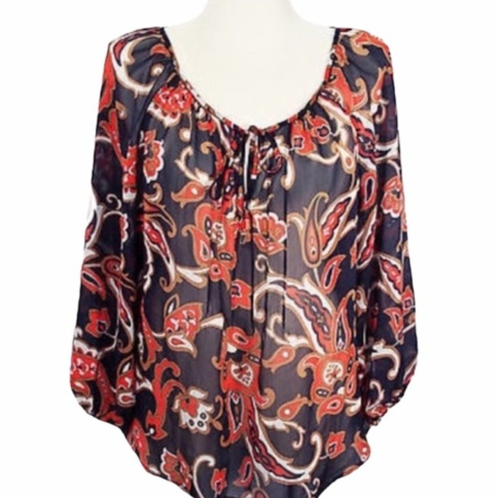 Chiffon Peasant Blouse Sz XL Petite NWT
